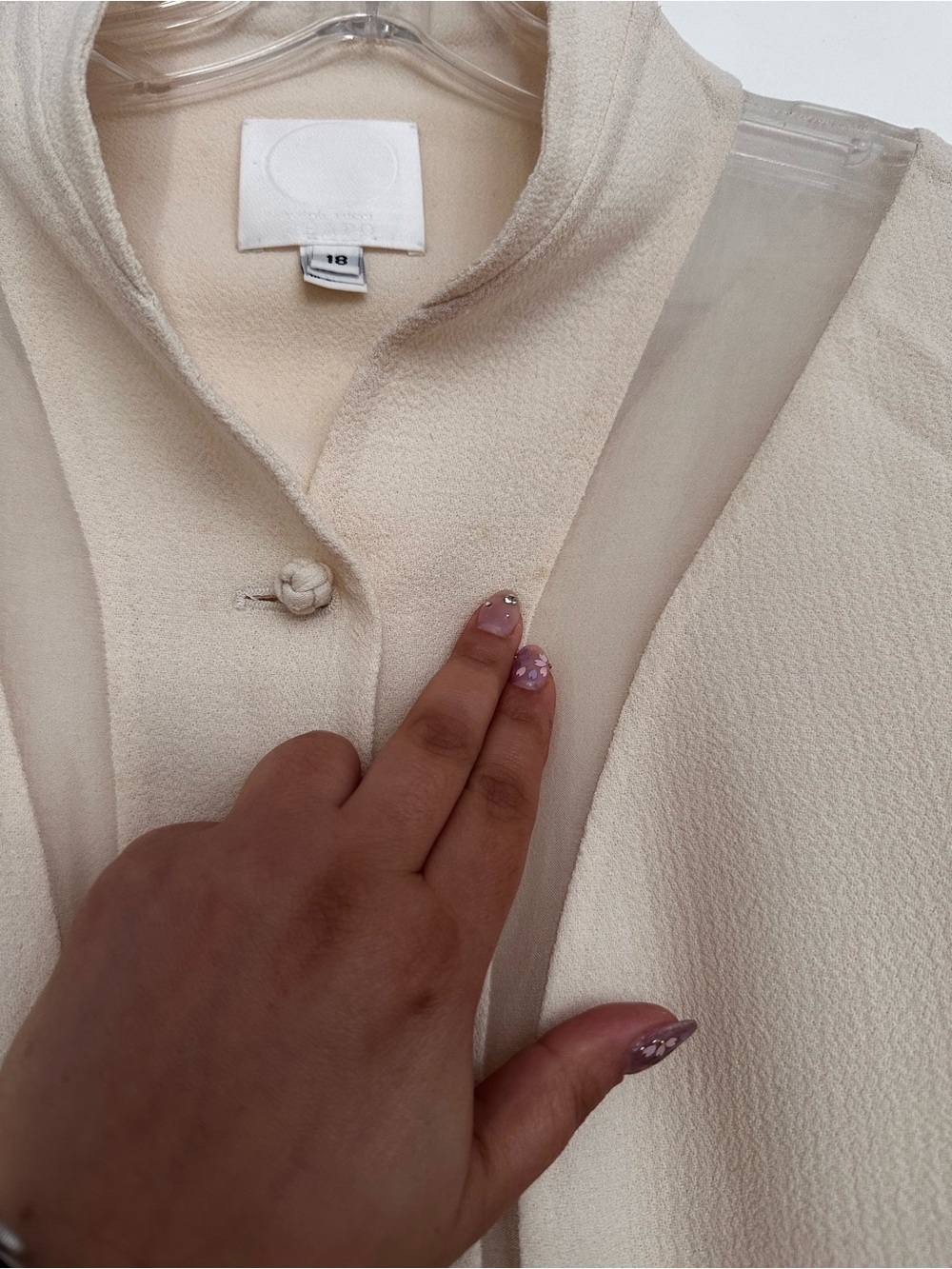 Ralph Rucci CHADO 100% Wool Jacket Ivory Mesh Panel Architectural Size 18 - Picture 11 of 12